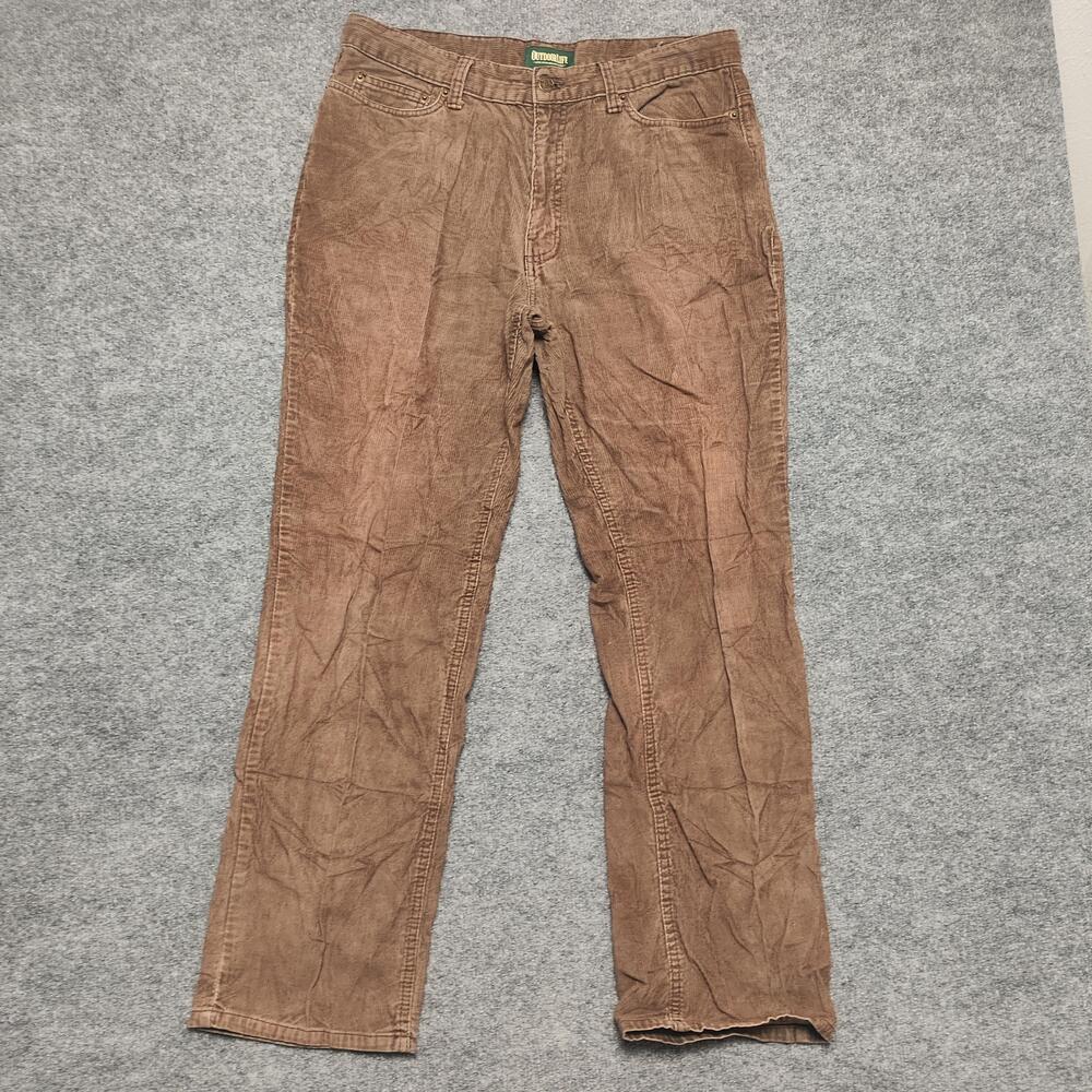 Outdoor Life Pants Mens 34x32 Brown Corduroy 5-Pocket Straight Leg Casual